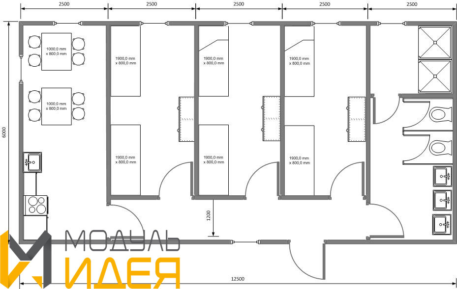 Схема размещения Модульное общежитие